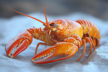 Wall Mural - Lobster on a white canvas,