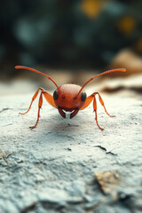 Wall Mural - Ant on a white canvas,