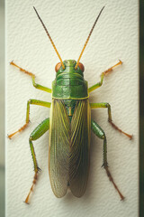 Wall Mural - Grasshopper on a white canvas,