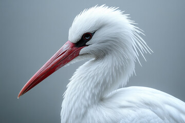 Wall Mural - Stork on a white canvas,