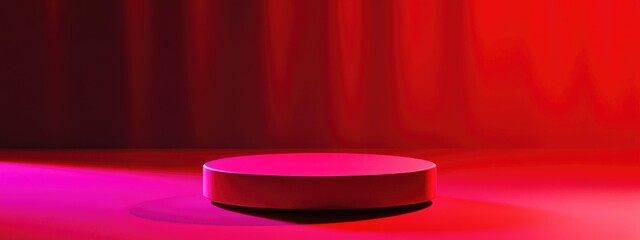 3d illustration of a minimalist red podium designed for product display a colored round pedestal pos