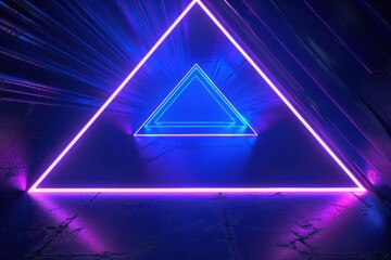 Wall Mural - Triangle Shape, Glowing neon tunnel. Abstract seamless background. Fluorescent ultraviolet light. Glowing neon tunnel. Abstract seamless background. Fluorescent ultraviolet light.