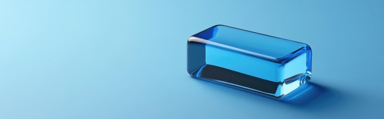 Aufkleber - 3D rendering of a blue rectangular glass object on a blue background for product presentation