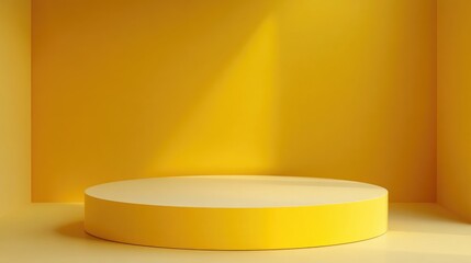 Poster - 3D podium display with a yellow background designed for showcasing Podium mockup rendering
