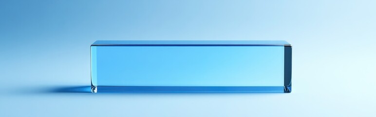 Aufkleber - 3D rendering of a blue rectangular glass object on a blue background for product presentation