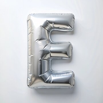 Alphabet 3d inflated effect, silver color on white background