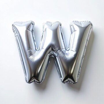 Alphabet 3d inflated effect, silver color on white background