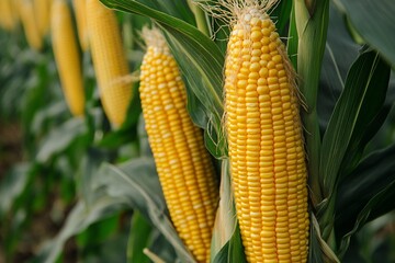 Wall Mural - corn on the cob plantation field.