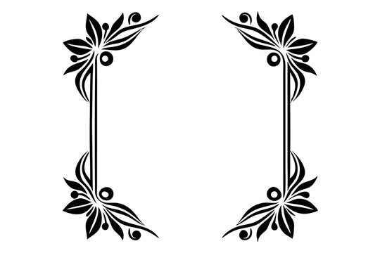 Modern Vector Corner Pattern Border Frames - Black Silhouette Line Art Design for Logos .