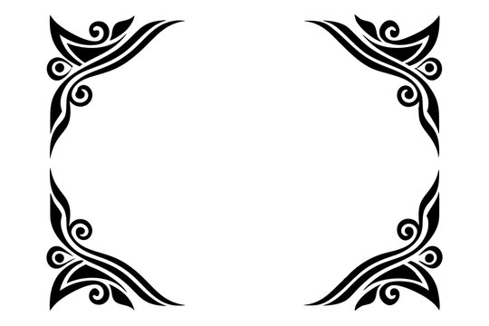 Modern Vector Corner Pattern Border Frames - Black Silhouette Line Art Design for Logos .