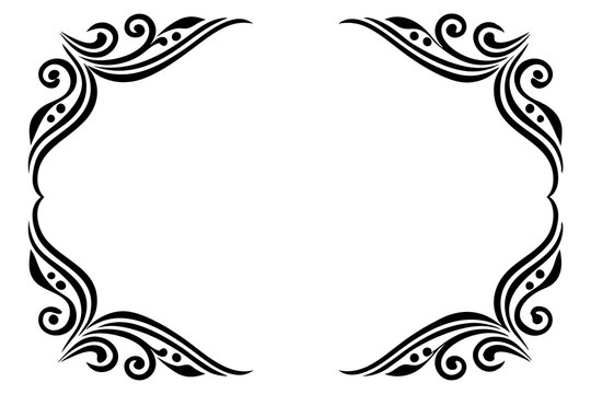 Modern Vector Corner Pattern Border Frames - Black Silhouette Line Art Design for Logos .