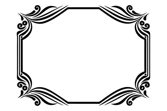 Modern Vector Corner Pattern Border Frames - Black Silhouette Line Art Design for Logos .