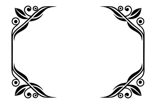 Modern Vector Corner Pattern Border Frames - Black Silhouette Line Art Design for Logos .