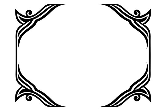 Modern Vector Corner Pattern Border Frames - Black Silhouette Line Art Design for Logos .