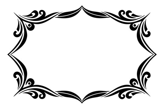 Modern Vector Corner Pattern Border Frames - Black Silhouette Line Art Design for Logos .