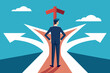 © Ouahdou - Career decision, choosing direction choices for future opportunity, different path to success, decide or progress options for career growth concept, businessman running to different arrow pathway.