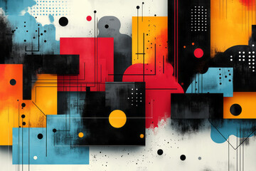 Poster - Abstract healthcare with sleek medical icons and vibrant, modern geometric shapes,
