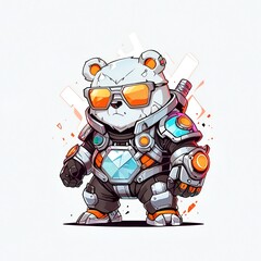 Sticker - Cool Panda in Futuristic Armor