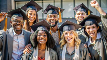  happy young group of university graduates