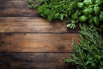 Wall Mural - herbs on wooden background