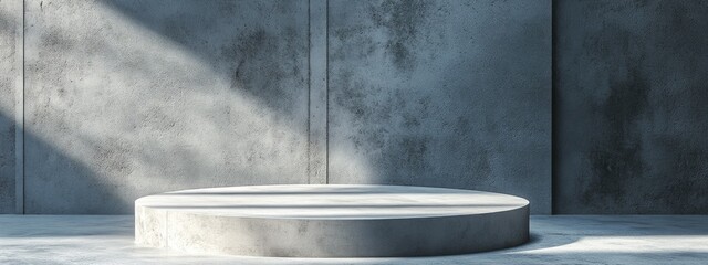 Leinwandbilder - Cement podium against an abstract cement background 3D rendering