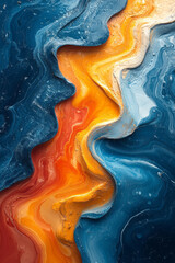 Aufkleber - Abstract global warming with melting ice and swirling heat waves in vivid colors,