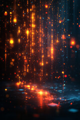 Leinwandbilder - Abstract data flow with colorful lines and digital elements in a clean design,