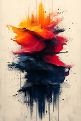 Aufkleber - Abstract creative process with bright splashes of color and geometric tools,