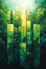 Aufkleber - Abstract representation of renewable energy sources blending with natural elements,
