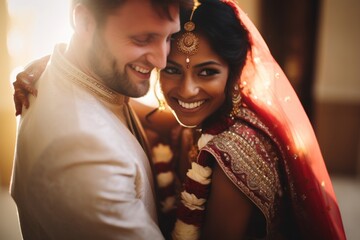 Poster - Indian wedding adult bride happy.