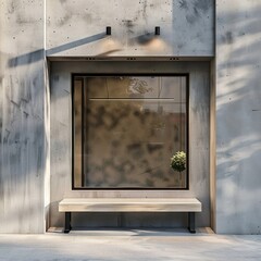 Poster - Black clear acrylic signage mockup furniture outdoors window.