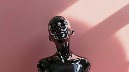 Poster - Sculpture of a female head in liquid mercury