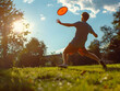 © domi002 - People enjoying a game of frisbee on a green field on a sunny day.