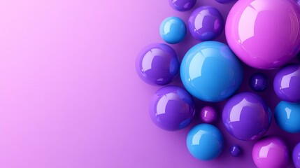 Poster - Colorful 3D bubbles on a purple background