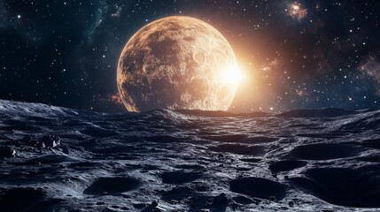 Poster - Stunning Cosmic Sunrise Over Moon's Surface