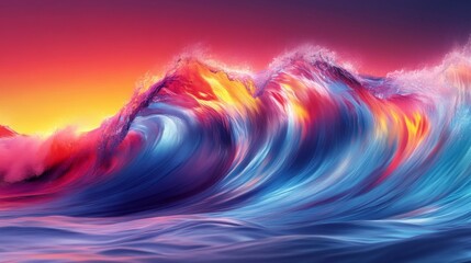 Poster - Vibrant Sunset Ocean Waves