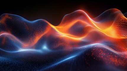 Poster - Abstract Digital Waveform in Blue and Orange