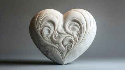 Canvas Print - Marble Heart Sculpture with Intricate Swirls