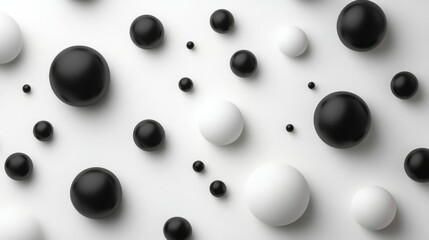 Canvas Print - Black and White Spheres on White Background