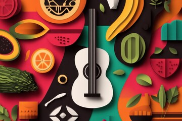 Hispanic Heritage Month Poster: A poster design featuring elements of Hispanic culture, such as food, music, and art, with bold typography and bright colors. 