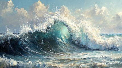 Wall Mural - Majestic Ocean Wave Painting