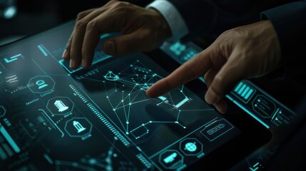 Poster - Man Interacting with Futuristic Interface