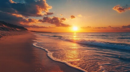 Wall Mural - Sunset on a Serene Beach