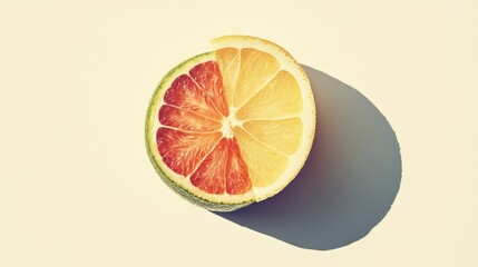 Poster - A Half-Cut Citrus Fruit With Red and Yellow Flesh