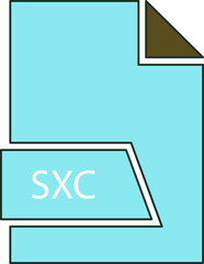 SXC File format icon in shapes 2 colors and side contour