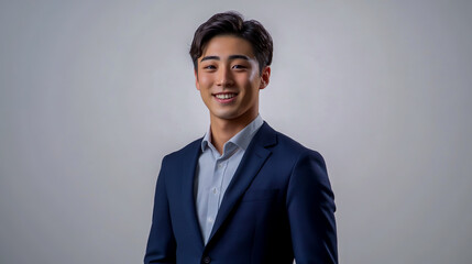 A confident and charming young Asian man in his early 20s standing.