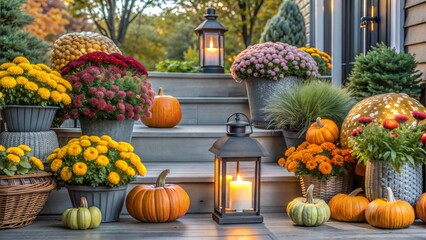 Autumn Garden Path with Colorful Foliage