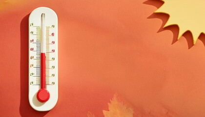 a colorful thermometer against a warm orange background, symbolizing temperature changes and seasona