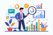 © Ouahdou - Data analysis chart and report, financial research or analyze information for marketing insight, analytics or optimization diagram, smart information, businessman analyze data with magnifying glass.