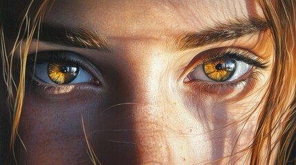 Wall Mural - Close-up of a Woman's Eyes with Golden Irises